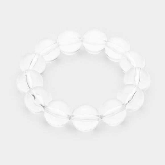 5/$25 Lucite Clear Ball Stretch Bracelet - Picture 4 of 6